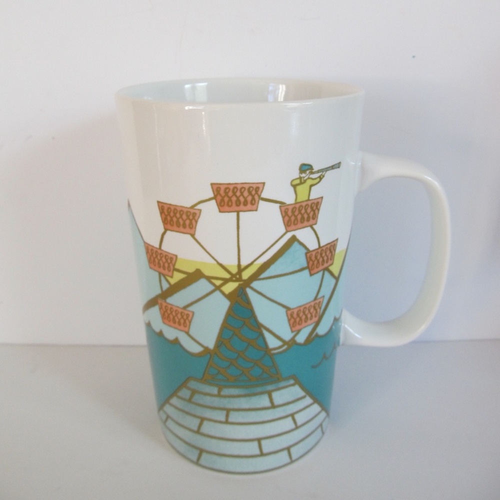 Starbucks Tall Mug Mermaid Ferris Wheel Ceramic 16 oz Dot Collection 2016